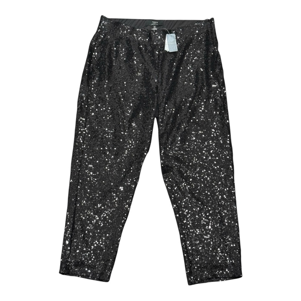 Torrid Pants Womens Plus Sz 16 Black Sequins Tapered Leg Stretch Waist High-rise